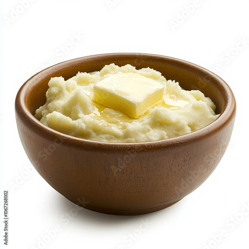 Wallpaper Mural A bowl of creamy mashed potatoes with a pat of butter, isolated on a white background, highlighting comforting simplicity Torontodigital.ca