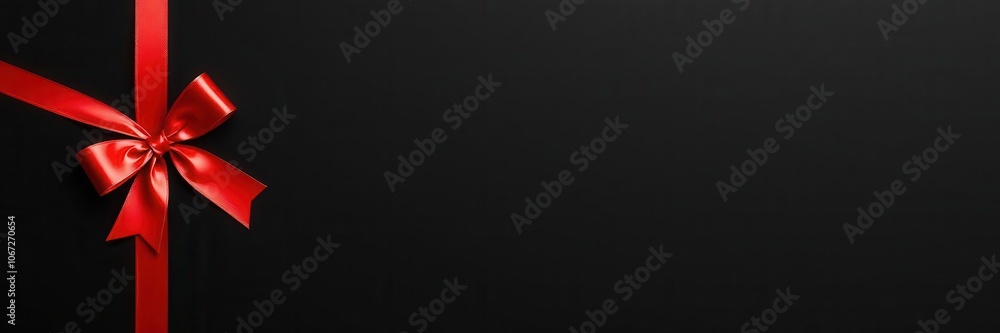 Black shiny vibrant color texture background with a red ribbon bow for a gift card wishes Merry Christmas, with blank copy space, gift card, texture Black shiny vibrant color texture background with a red ribbon bow for a gift card wishes Merry Christmas, with blank copy space, gift card, texture