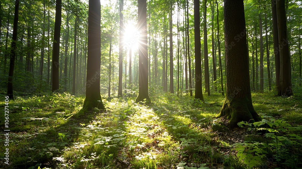 Dense forest absorbing carbon emissions, symbolizing netzero goals, naturebased climate solution Dense forest absorbing carbon emissions, symbolizing netzero goals, naturebased climate solution