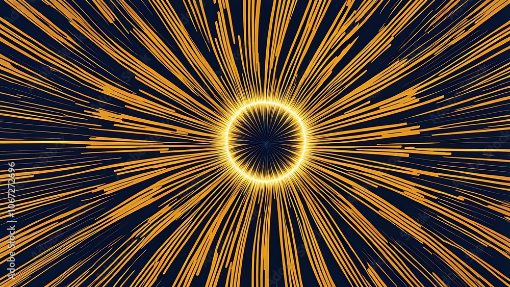 Obraz premium Abstract Golden Lines Radiating from Center Circle