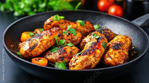 Indian Cuisine Chicken made with boneless chicken pieces that are stir-fried