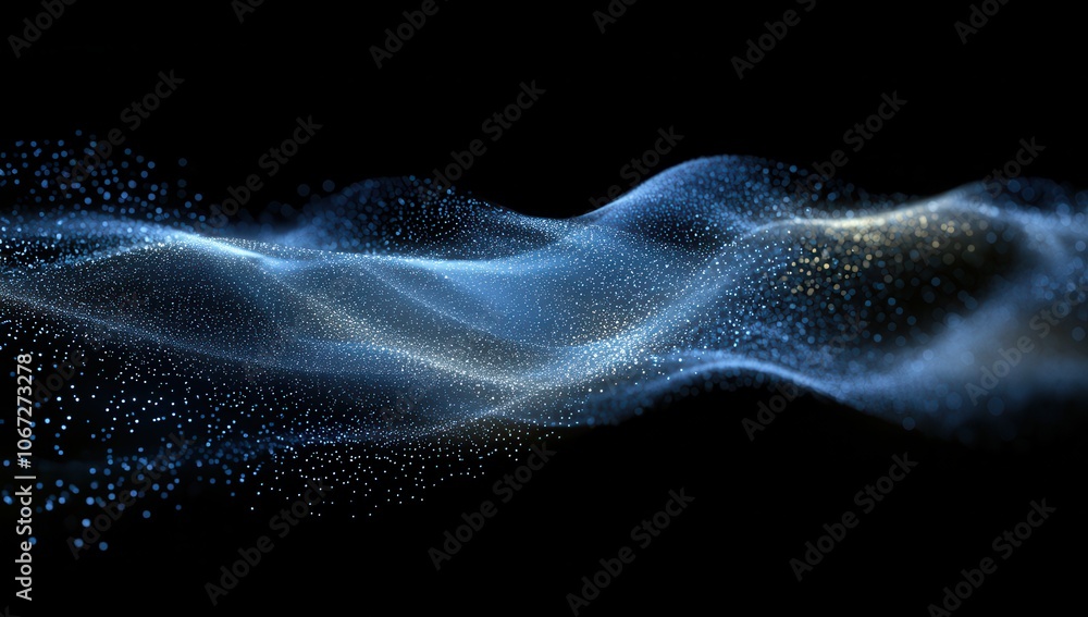 Fototapeta premium Blue Glowing Waves on Dark Background