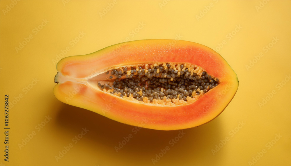 Papaya isolated on a pastel yellow Papaya isolated on a pastel yellow