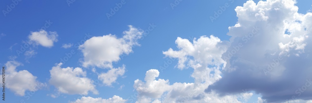 Soothing blue sky background with fluffy white clouds, daytime, outdoors, clouds Soothing blue sky background with fluffy white clouds, daytime, outdoors, clouds