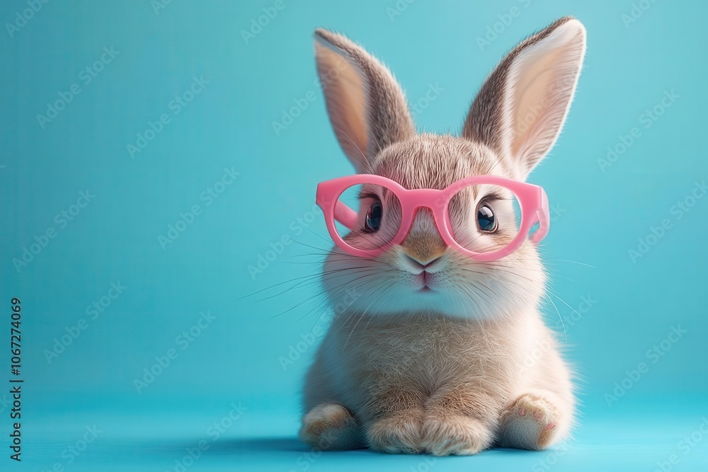 easter bunny wearing pink glasses playfully rendered in a whimsical style the cheerful expression and colorful accessories create a fun and festive atmosphere easter bunny wearing pink glasses playfully rendered in a whimsical style the cheerful expression and colorful accessories create a fun and festive atmosphere