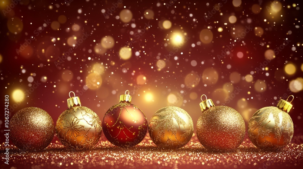 Christmas Background with Golden and Red ornaments Christmas Background with Golden and Red ornaments