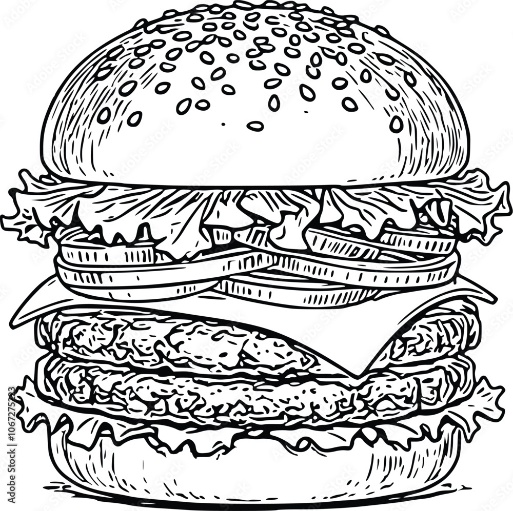 Hand draw burger and Sandwich Hand draw burger and Sandwich