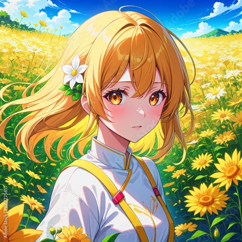 Flower frild painting female person aesthetic anime photo