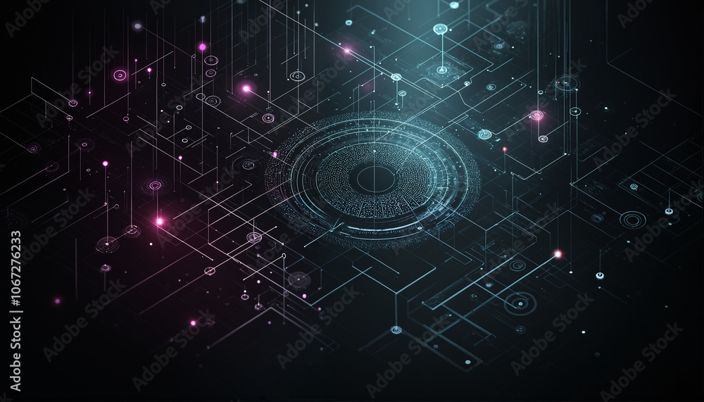 Cybernetic Eye: Abstract Digital Network. Futuristic technology concept with glowing lines, nodes, and a central eye-like structure. Perfect for tech, AI, and cybersecurity themes. Cybernetic Eye: Abstract Digital Network. Futuristic technology concept with glowing lines, nodes, and a central eye-like structure. Perfect for tech, AI, and cybersecurity themes.
