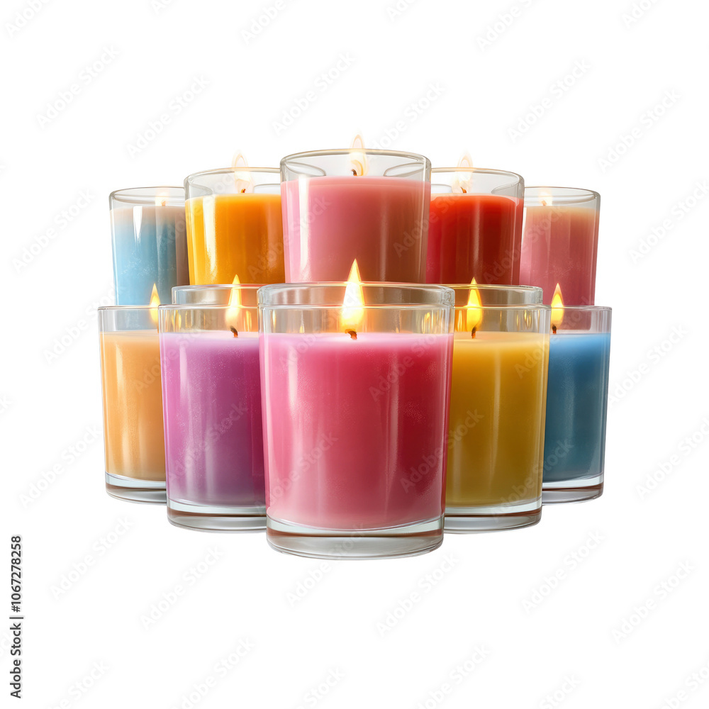 Colorful Candles Burning in a Row Colorful Candles Burning in a Row
