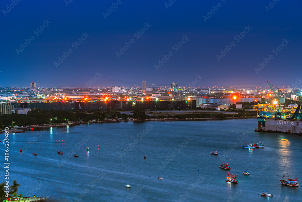 Aerial view of Laem Chabang Port. The largest port in Thailand, located in the Eastern Economic Corridor (EEC) development project. Aerial view of Laem Chabang Port. The largest port in Thailand, located in the Eastern Economic Corridor (EEC) development project.