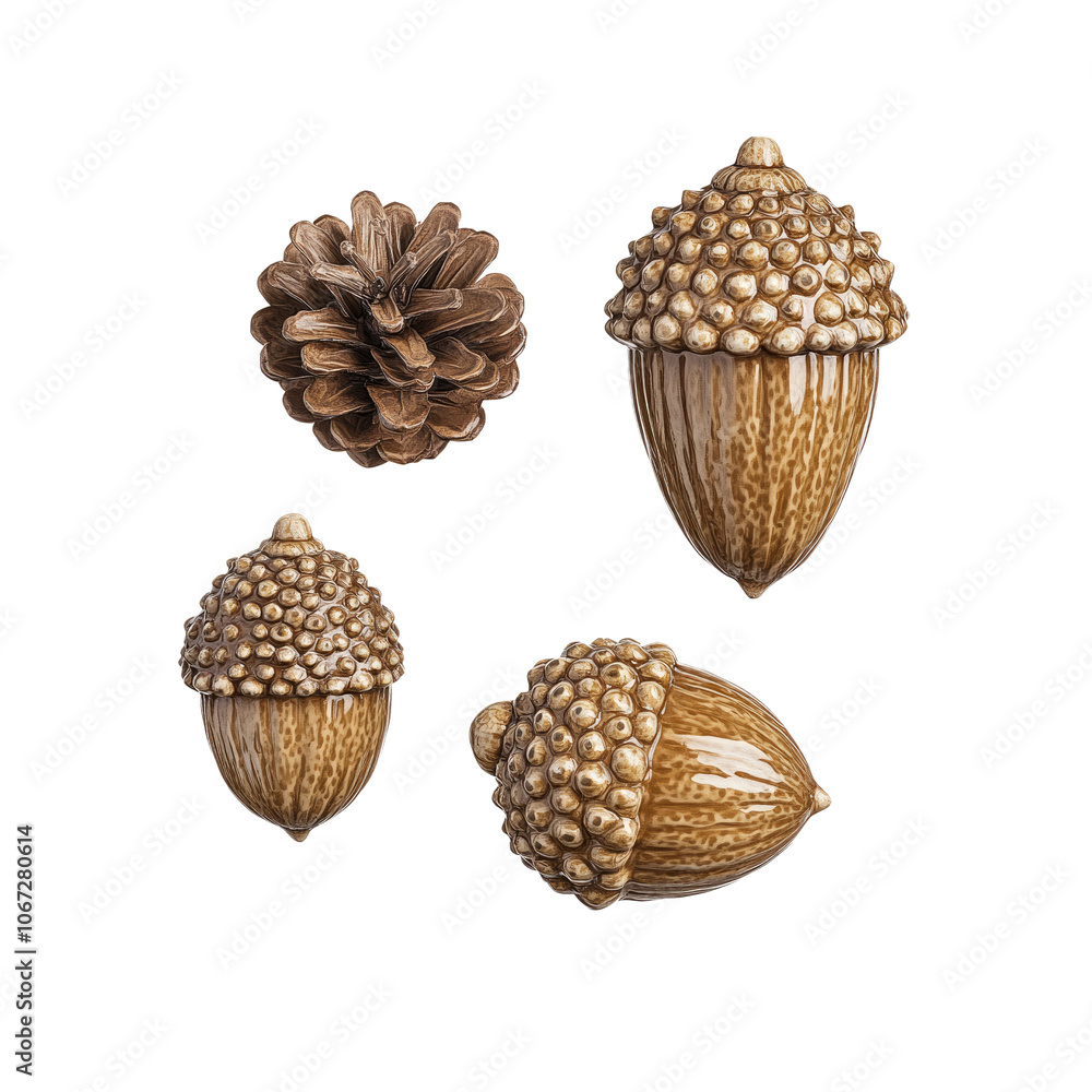Three Acorns and a Pine Cone Three Acorns and a Pine Cone