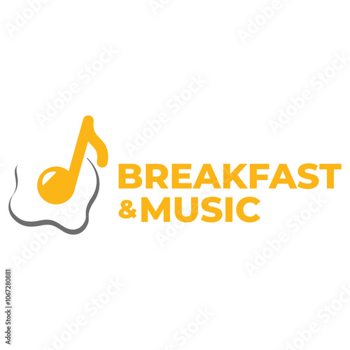 breakfast and music flat minimalist logo design