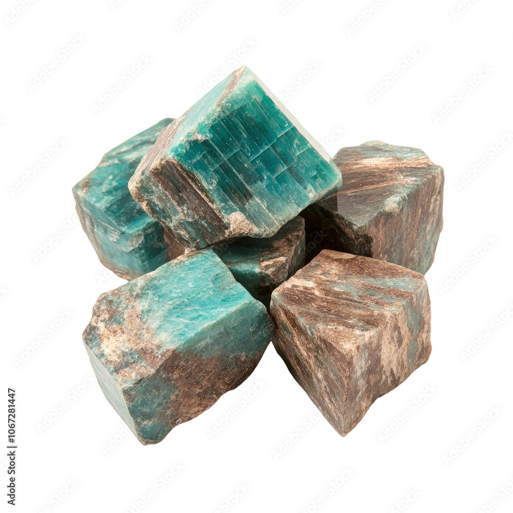 Closeup of a group of amazonite gemstones Closeup of a group of amazonite gemstones
