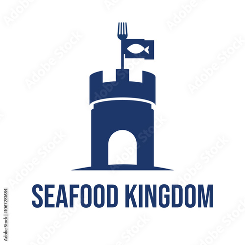 seafood kingdom flat minimalist logo design