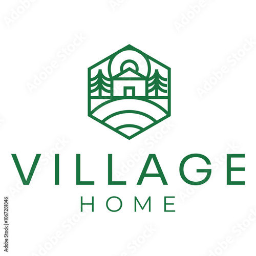 village home flat minimalist logo design