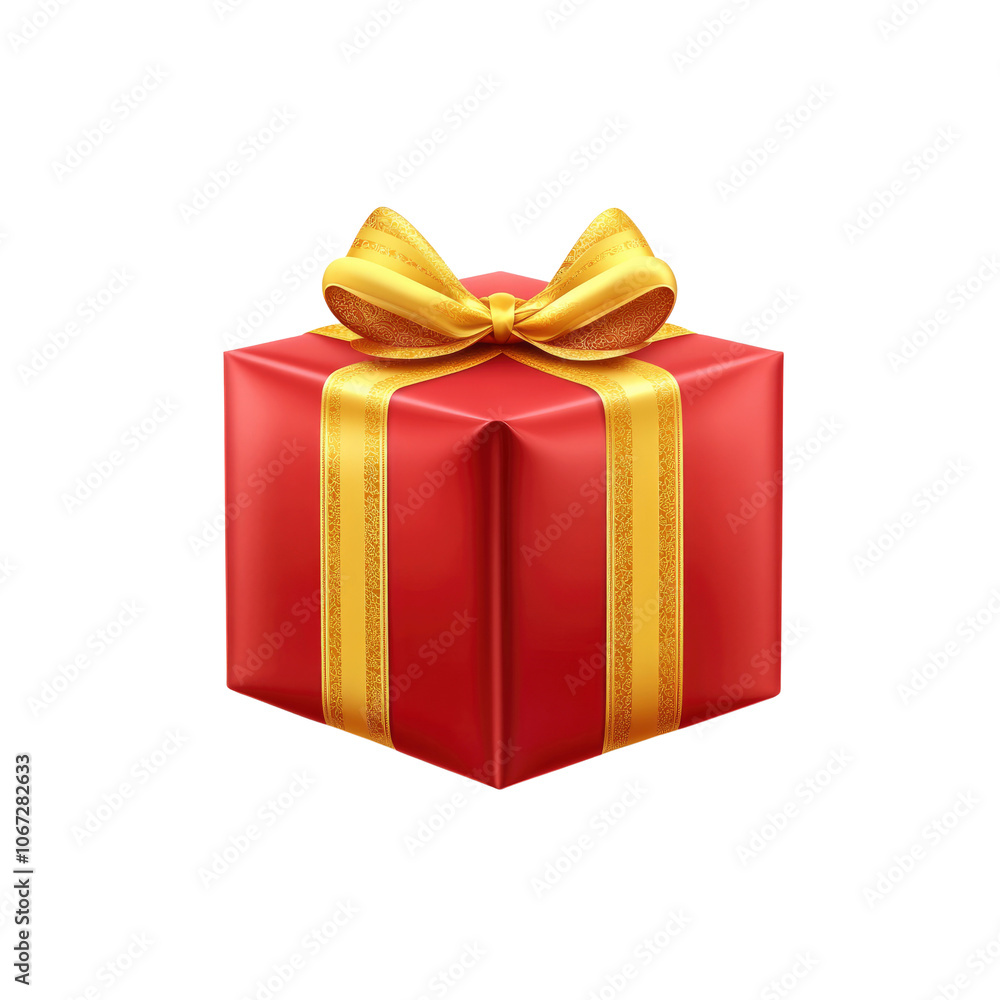 Red Gift Box with Gold Ribbon and Bow Red Gift Box with Gold Ribbon and Bow