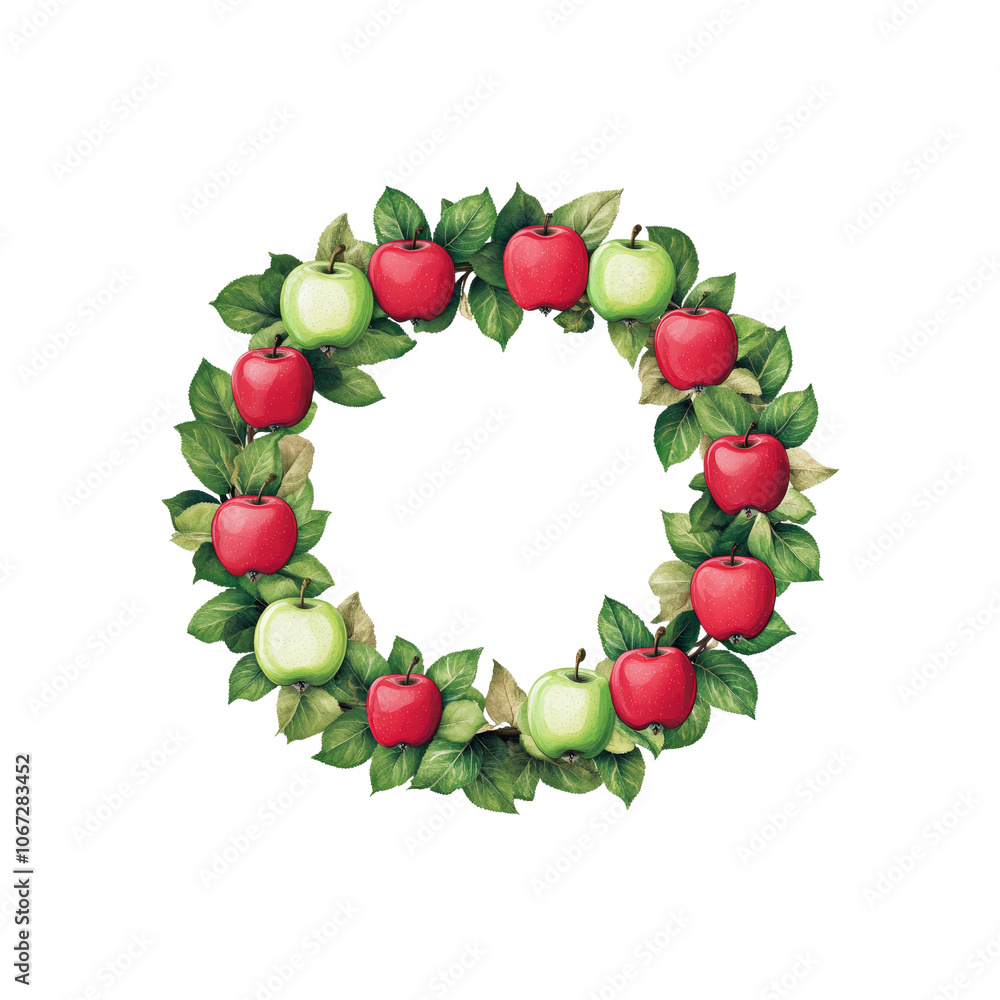 Apple Wreath with Red and Green Apples Apple Wreath with Red and Green Apples