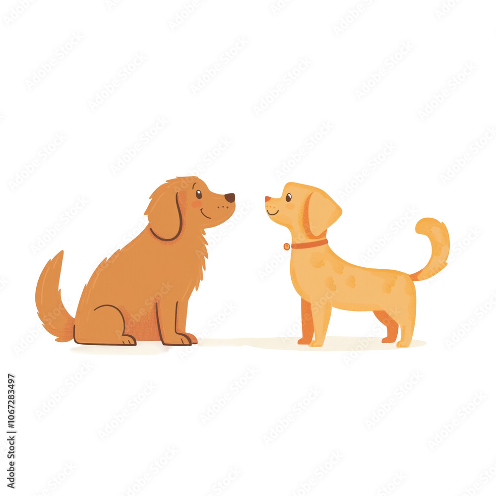 Two Golden Retrievers Look at Each Other Two Golden Retrievers Look at Each Other