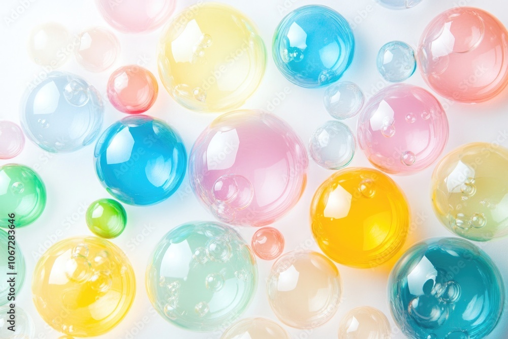 Colorful Bubbles on White Surface Colorful Bubbles on White Surface