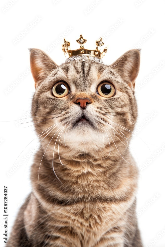 Fototapeta premium Regal cat wearing golden crown