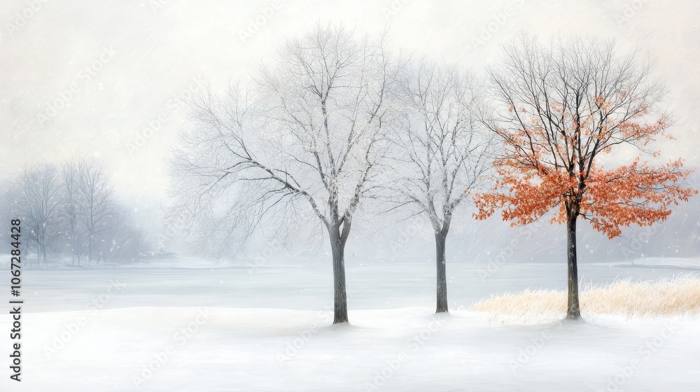 Serene Winter Landscape with Snow-Covered Trees Serene Winter Landscape with Snow-Covered Trees