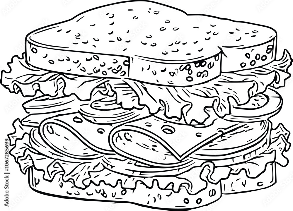 Hand draw burger and Sandwich Hand draw burger and Sandwich