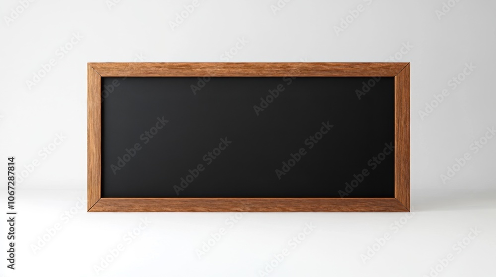 Empty Black Chalkboard with a Wooden Frame Isolated on a White Background