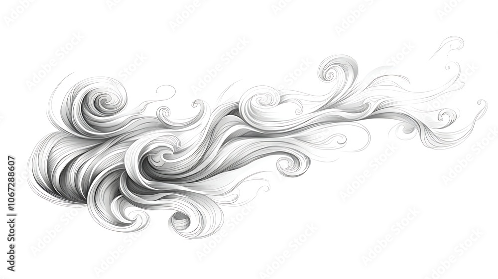 Winding River Flowing Through Clouds Sketch
