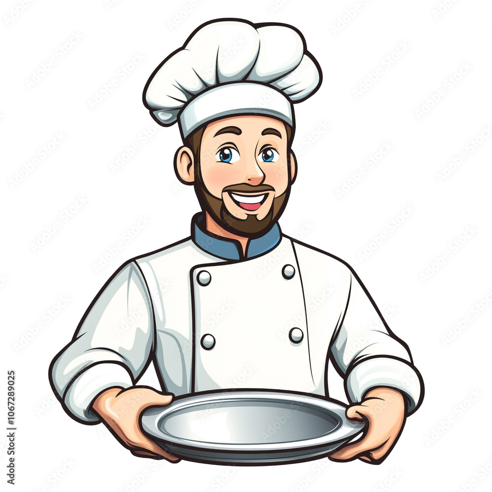 Smiling Chef Holding Empty Plate Smiling Chef Holding Empty Plate