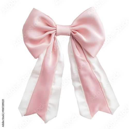 Soft pink bow with white ribbons for accessories photo