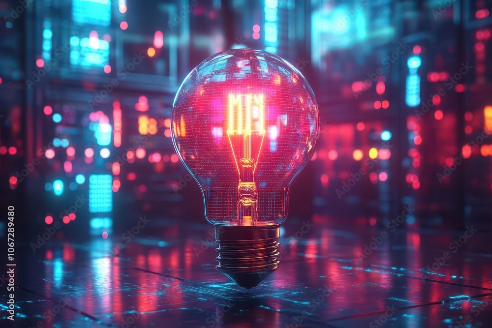 futuristic light bulb floating in a vibrant digital space surrounded by electric blue and neon green circuits radiating innovation and creativity futuristic light bulb floating in a vibrant digital space surrounded by electric blue and neon green circuits radiating innovation and creativity