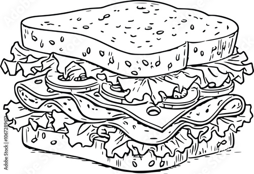 Hand draw burger and Sandwich