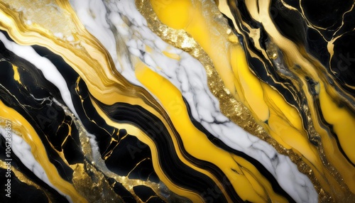Abstract background  Yellow black with Gold Marble surface