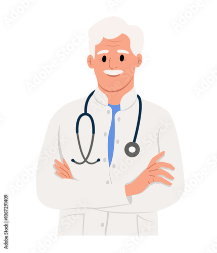 National Doctors' Day. Male doctor portrait. Male doctor with stethoscope. General practitioner in medical uniform.
