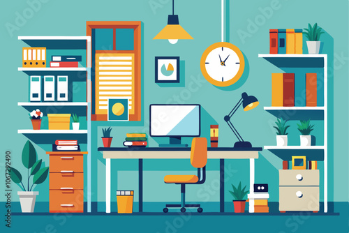 Office interior design illustration 