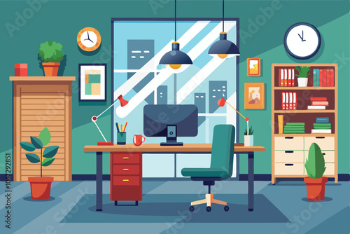 Office interior design illustration 