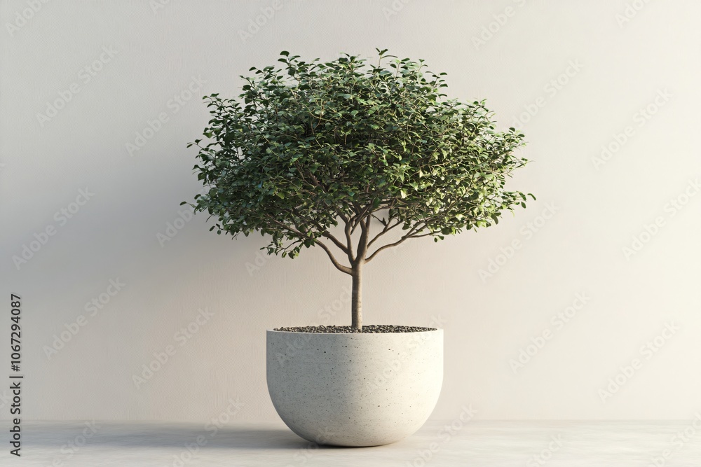 Minimalist 3D Render of a Simple Tree in a Pot