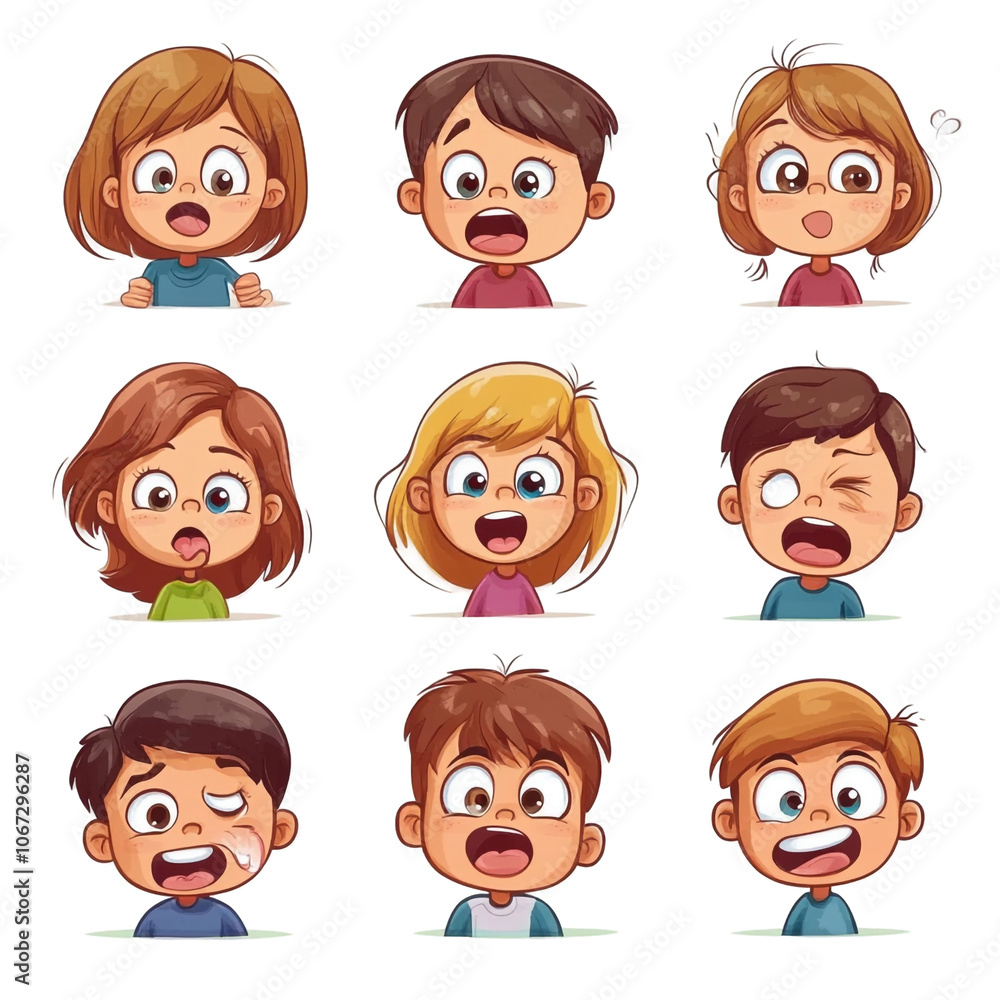 Cartoon Kids Expressions Cartoon Kids Expressions