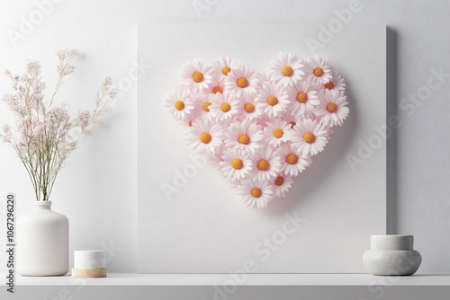 Soft Pastel Heart Design in Minimalist Style