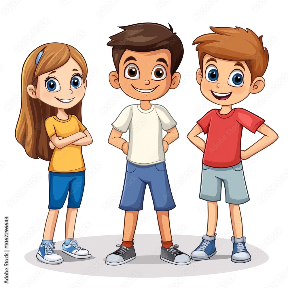Three Smiling Kids Illustration Three Smiling Kids Illustration