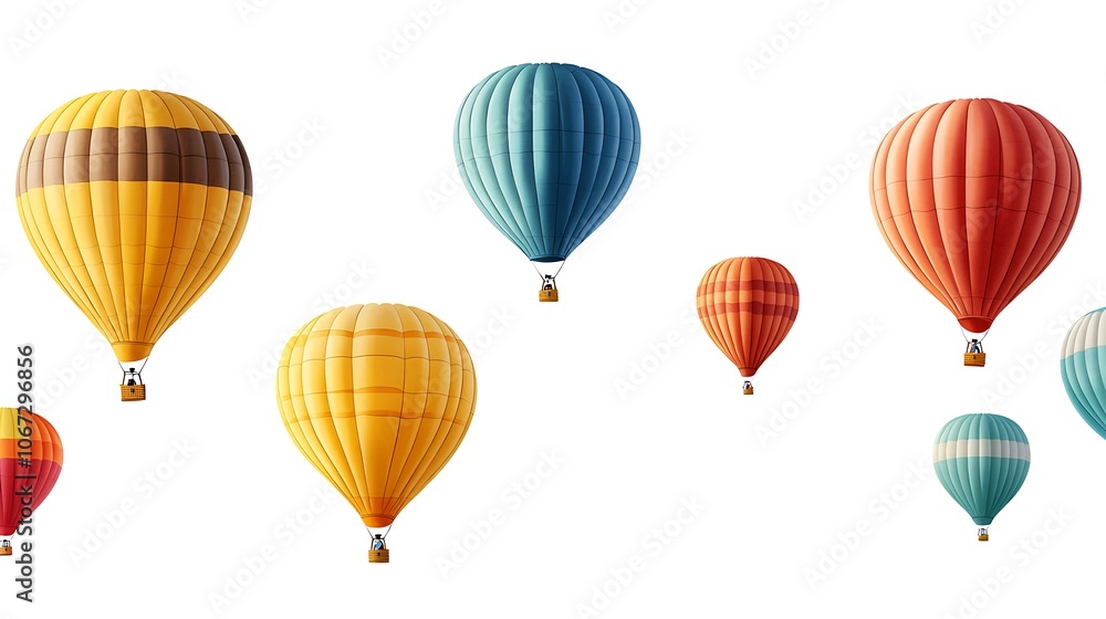 Fototapeta premium Colorful Hot Air Balloons Floating in Clear Sky