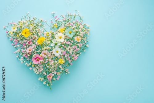 Minimalist Heart Silhouette with Pastel Flowers