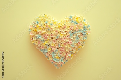 Pastel Heart Silhouette with Tiny Flowers