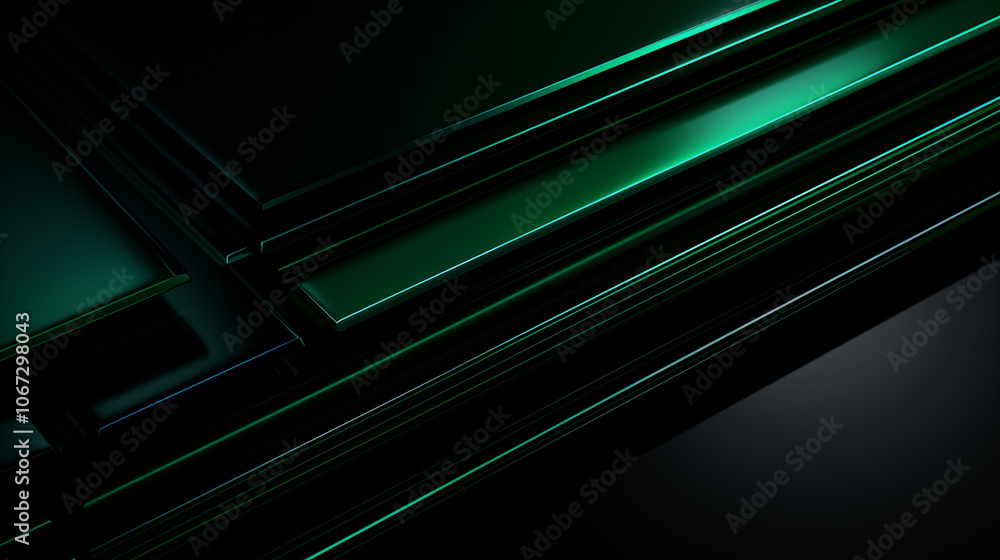 Black and dark green geometric shape background in futuristic world concept. Black and dark green geometric shape background in futuristic world concept.
