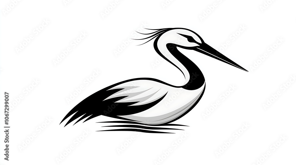 Obraz premium Simple Origami Stork Logo Design