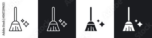 Sweeping icon in thin outlined.