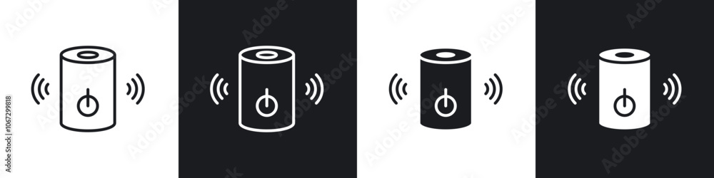 Smart speaker outlined and solid icon vector collection.