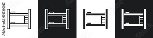 Bunk bed icon in thin outlined.