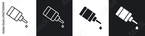 Eye drop icon in thin outlined.
